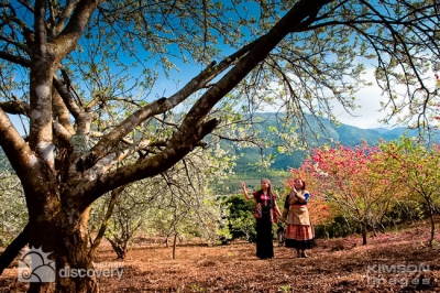 Walking in the blooming flower gardens in Muong Lo - Vietnam advenure tour