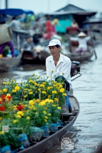Flower boat in Cai Rang Floating Market - Mekong River Cruise
