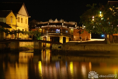 Japanese Covered Bridge at night - day tours from Hoi An