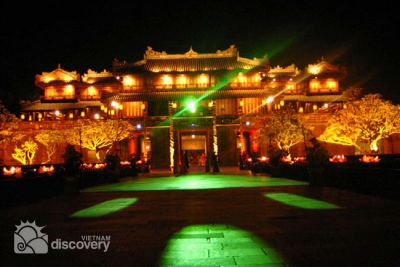 Hue Royal Palace sparkling at night - Hue day tours